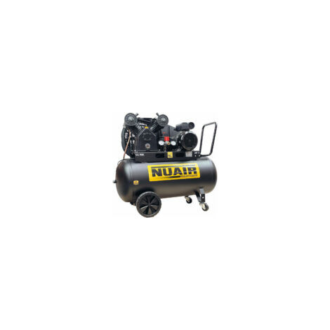 Compresseur d'air à piston réservoir de 100 litres moteur 3 CV tête bi-cylindre NUAIR