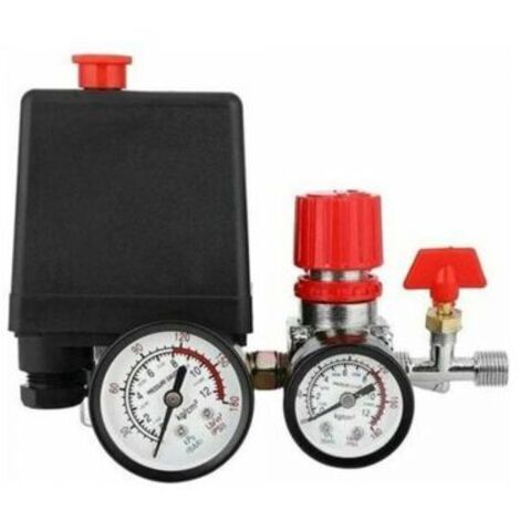 Compresseur d'air avec pressostat et manomètre Pression 0,8 MPA Filetage G1/4 Courant 16A Plage de température 0-100°C