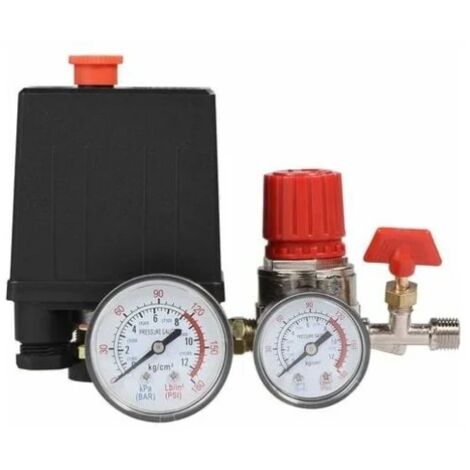 Compresseur D'Air Commutateur De Vanne De Pression Du Pressostat Compresseur D'Air Avec Régulateurs Jauge (Manomètre En Plastique)