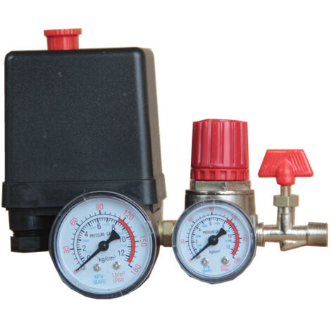 Compresseur D'Air Commutateur De Vanne De Pression Du Pressostat Compresseur D'Air Avec Régulateurs Jauge (Manomètre En Plastique)