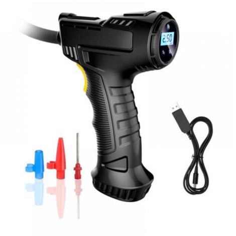 Compresseur d'air de gonflage de pneu sans fil, gonfleur de pneu portable avec manomètre numérique, pompe à pneu sans fil à batterie rechargeable avec lumière LED 3 buses pour voiture, motos