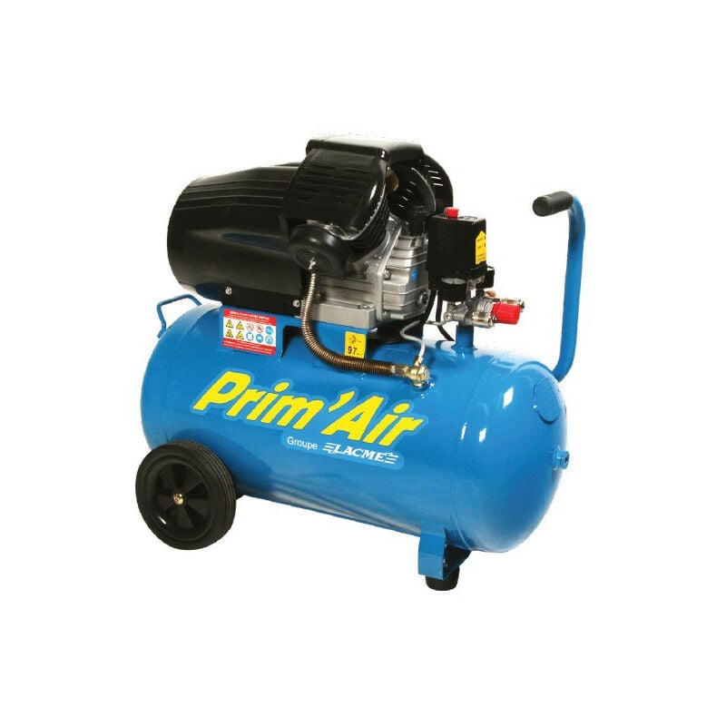 Compresseur à piston 3 cv Monophasé Bicylindre en v 20 m³/h 50 l - mm 20/50 - Lacme