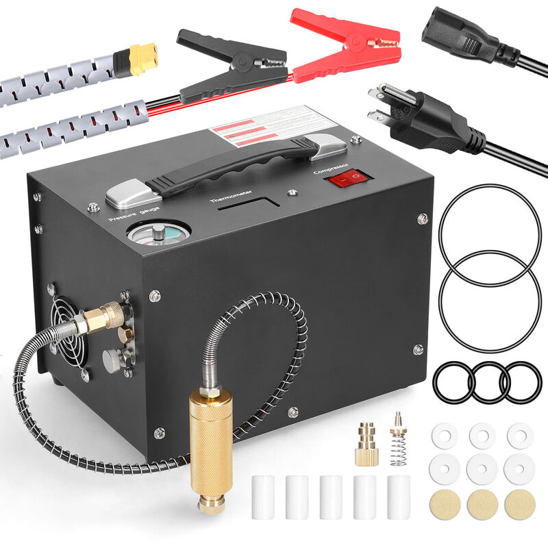 Compresseur d'air électrique haute pression 4500PSI avec baromètre Pompe de compresseur d'air portable intelligente Pompe de gonflage de pneu de