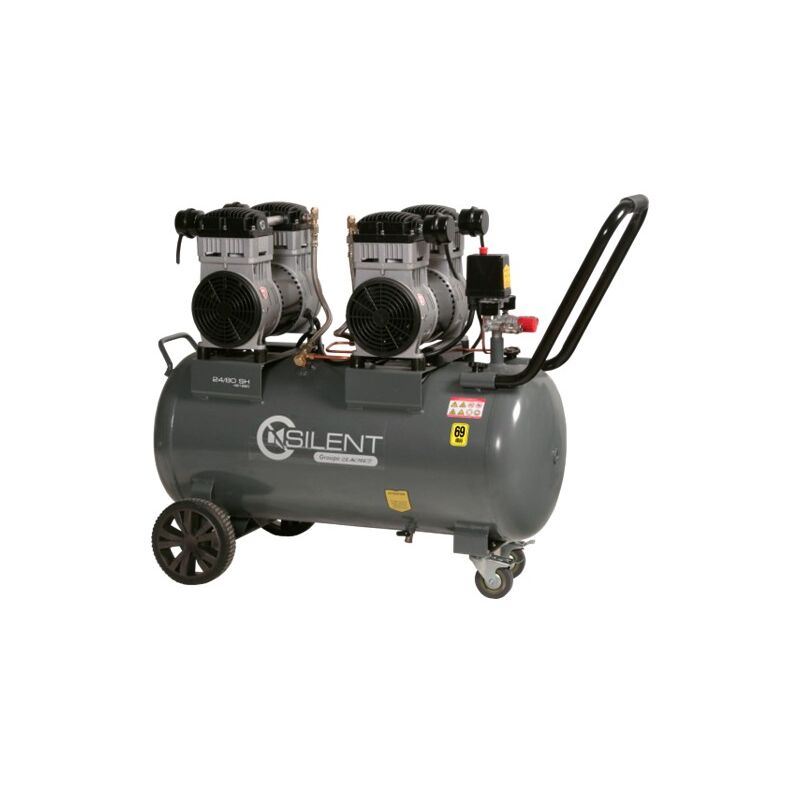 Compresseur mobile silent 24/80 sh - 24 m³/h monophasé - 80 litres - 8 bars Lacme 461960