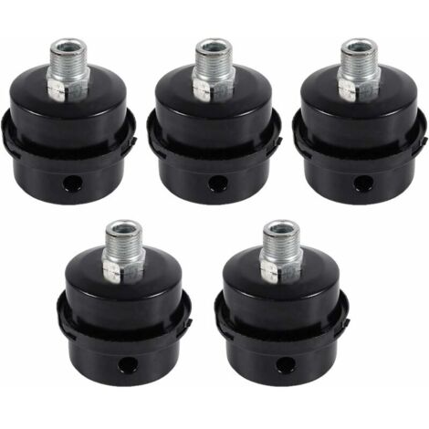 Compresseur d'air Filtre Silencieux,5 Pcs Male Filetage Metal Coque Filtre Silencieux Noir en Métal pour Compresseur d'air (16mm)