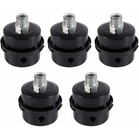 Compresseur d'air Filtre Silencieux,5 Pcs Male Filetage Metal Coque Filtre Silencieux Noir en Métal pour Compresseur d'air (16mm)