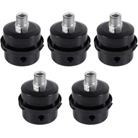 Compresseur d'air Filtre Silencieux,5 Pcs Male Filetage Metal Coque Filtre Silencieux Noir en Métal pour Compresseur d'air (16mm)