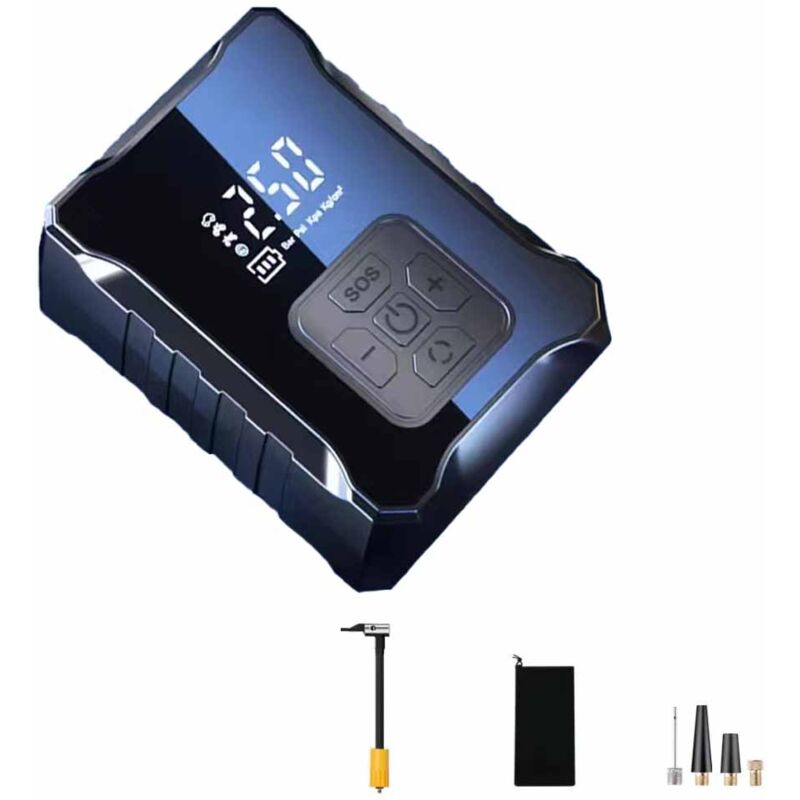 Tonchean - Compresseur d'air, gonfleur de pneu de voiture 4000 mAh, pompe à vélo avec 5 modes de gonflage, affichage numérique, écran lcd numérique,