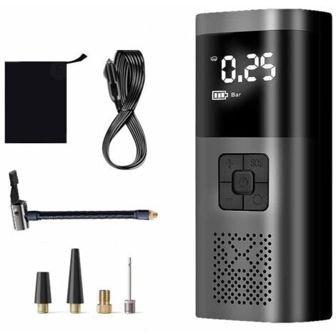 Compresseur d'air, gonfleur de pneu de voiture enfichable et filaire, pompe à vélo, 4 modes de gonflage, affichage numérique, écran LCD numérique, port USB, adapté aux motos, scooters, voitures, TONCH