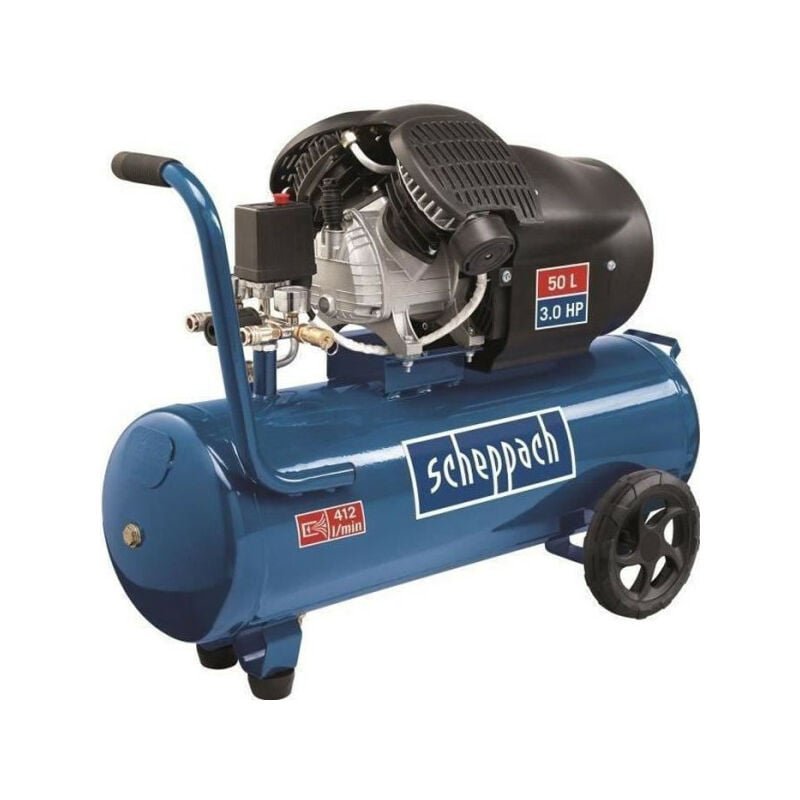 Compresseur d'air horizontal a double cylindres Scheppach HC53DC - 50L - 2200 w - 10 bars - 3 cv