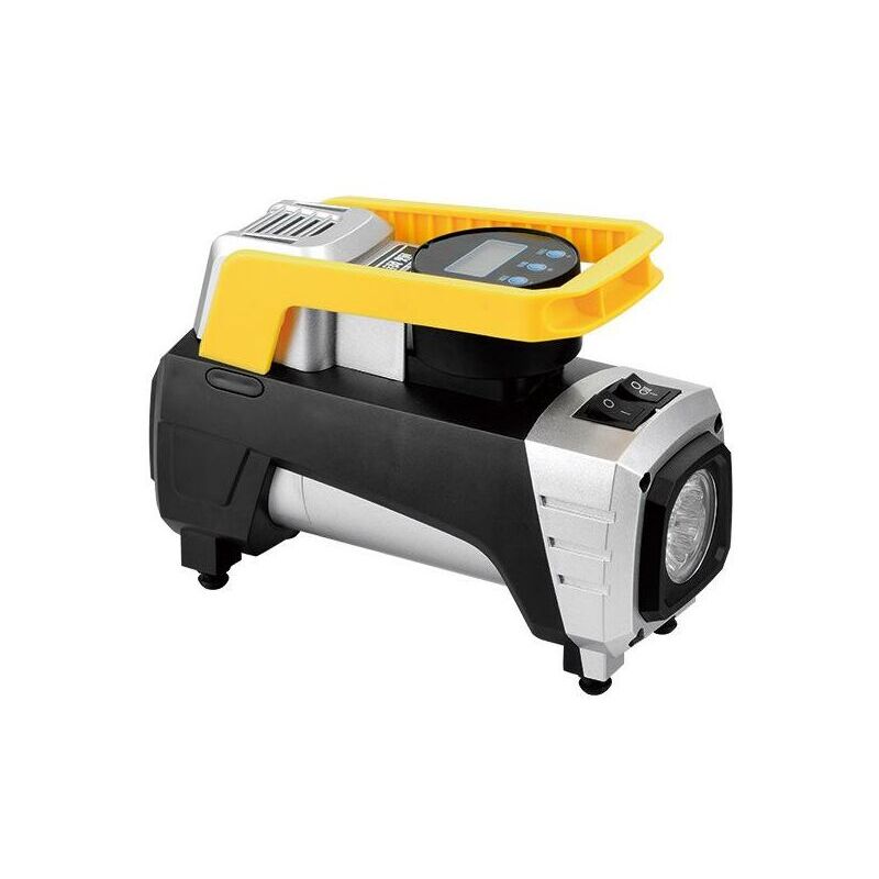 Compresseur d'air Portable 12V Gonfleur de Pneu Digital Pompe Automatique avec Lampe LED, 3 Adaptateurs de Buse, Câble 3m