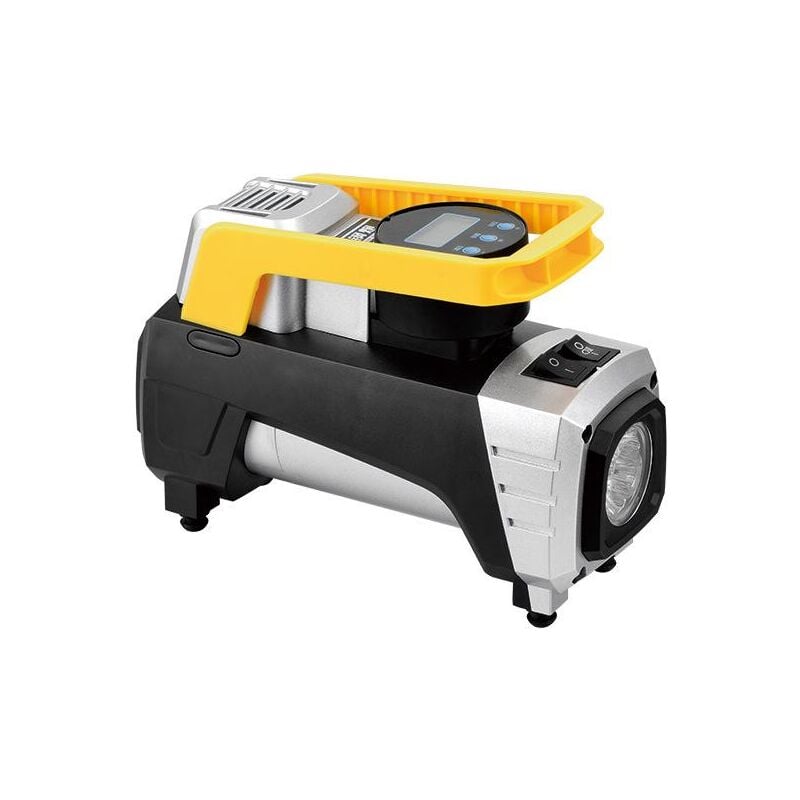 Compresseur d'air Portable 12V Gonfleur de Pneu Digital Pompe Automatique avec Lampe led, 3 Adaptateurs de Buse, Câble 3m Fei Yu