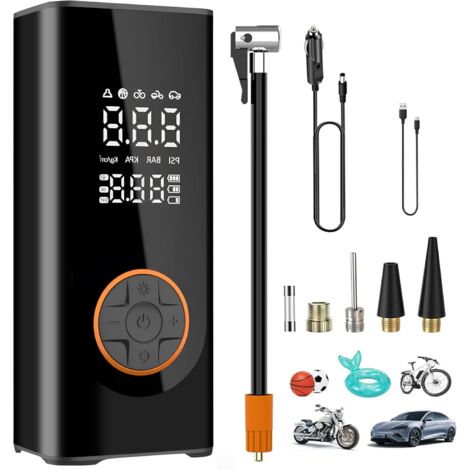 Compresseur d'air portable 150PSI pompe à air pour pneus de voiture avec pneumomètre sans fil 10000mAh 3X plus rapide gonflateur de pneus portable pour voiture, vélos et pneus de moto, billes en arriè