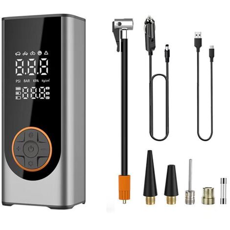Compresseur d'air portable, pompe à vélo et pompe à air pour pneus de voiture, billes, gonflables, manomètre numérique, gonflateur sans fil, petit compresseur pour auto, camion, vélo avec étui de tran