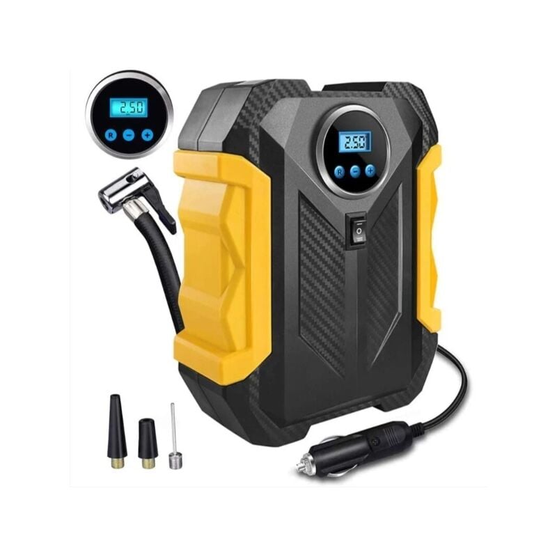 Alovez - Compresseur D'air Portable Pour Gonfleur De Pneu Numérique,Pompe De Gonflage à Air Dc 12v Avec Écran Lcd Rétro-Éclairé Pour Pneus De
