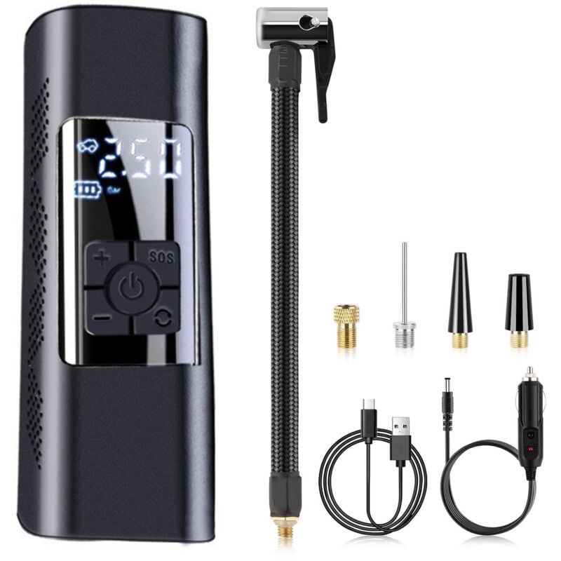 Ikodm - Compresseur d'air portable pour gonfleur de pneus, pompe à air portable 150 psi pour pneus de voiture, pompe à air avec manomètre numérique