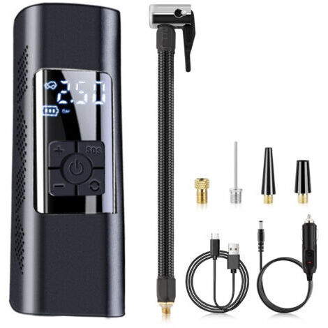 Compresseur d'air portable pour gonfleur de pneus, pompe à air portable 150 PSI pour pneus de voiture, pompe à air avec manomètre numérique pour voiture, vélo, moto, ballon