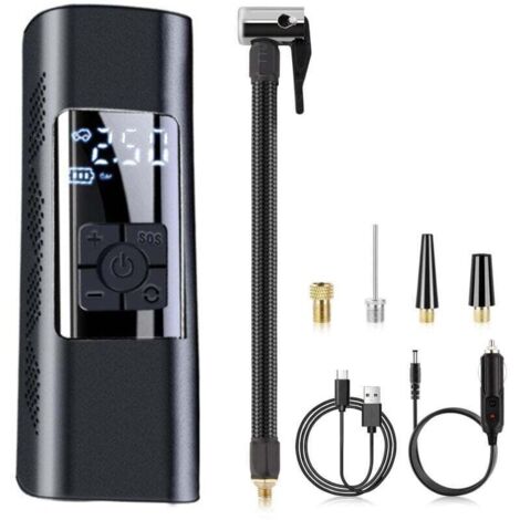 Compresseur d'air portable pour gonfleur de pneus, pompe à air portable 150 PSI pour pneus de voiture, pompe à air avec manomètre numérique pour voiture, vélo, moto, ballon