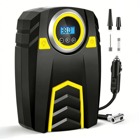 Compresseur d'air portable pour voiture - Gonfleur de pneus 12 V avec 4 adaptateurs, affichage LED et numérique 150 PSI pour voitures/camions/motos/vélos/ballons