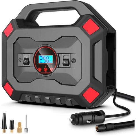 Compresseur d’Air Portatif 12V Compresseur d'air Numérique Portable Auto 120W Gonfleur Pneus Électrique 120PSI 30L / Min avec Lampe LED Écran LCD 3M Câble pour Voiture Vélo Moto Ballon