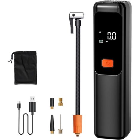Compresseur d'air Portatif - Pompe À Air Portative pour Pneus De Voiture avec Manomètre,Outil Rechargeable Electrique Vehicule Maison Moto  Vélo Garage Camion
