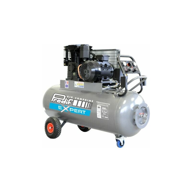 Compresseur d'air professionnel Prodif 5.5 cv 200L 11 bar 400 v triphasé tête K25- TRE2220055TG