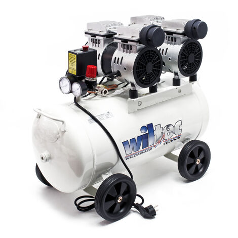 Compresseur d’air sans huile avec Réservoir de 50l 2CV, 220l/m und 2x750W Silencieux Outil d’atelier