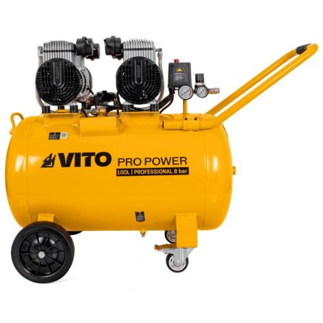Compresseur d'air Sans Huile Silencieux 100 Litres 8 Bar 4CV 3KW 115 Psi VITO