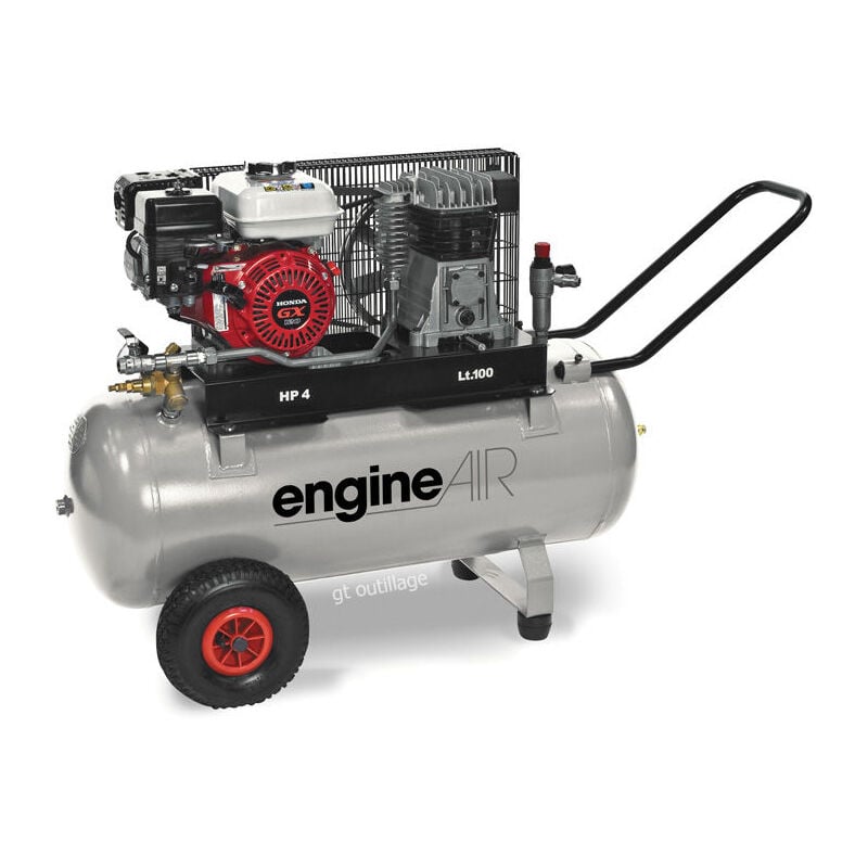 Compresseur d'air thermique mobile moteur Honda essence 4,8 cv cuve de 100 litres Abac