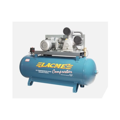 Compresseur fixe Lacmé Comprestar 3042B 42m³/h triphasé 300L 12bar tricylindre en W fonte 40WB biétagé gros débit