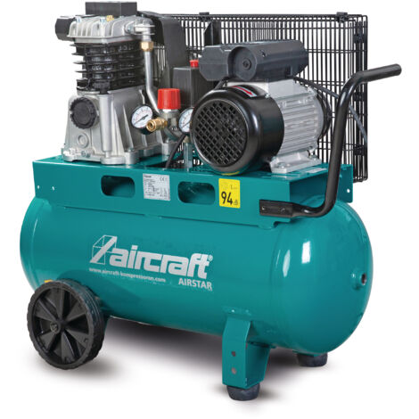 Compresseur mobile à entraînement par courroie à huile cuve 50 L 1,5 kW / 2 Ch 10 bars 235 l/min 230V Aircraft AIRSTAR 321/50 E