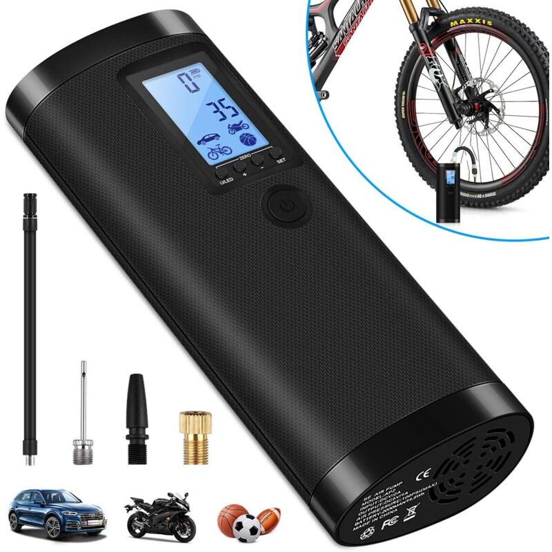 Langray - Compresseur Pompe à Air électrique pour Voiture et Vélo, Mini Compresseur Pneumatique Rechargeable 100PSI Pompe à pneu Compresseur