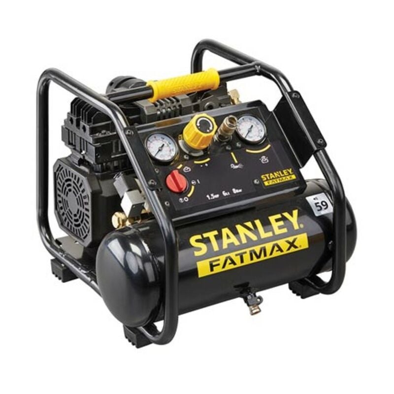 Stanley - Fatmax Compresseur professionnel, compresseur sans huile silencieux, compresseur à faible bruit 59 dB(A), horizontal, 1.5 ch, 8 bar, cuve 6
