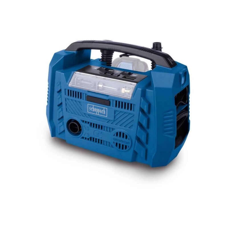 Compresseur sans fil Airforce 6 - pression max 10,3bars - 6 accessoires inclus Scheppach 20V ixes - sans batterie ni chargeur Compresseur sans fil Airforce 6 - pression max 10,3bars - 6 accessoires inclus Scheppach 20V ixes - sans batterie ni chargeur