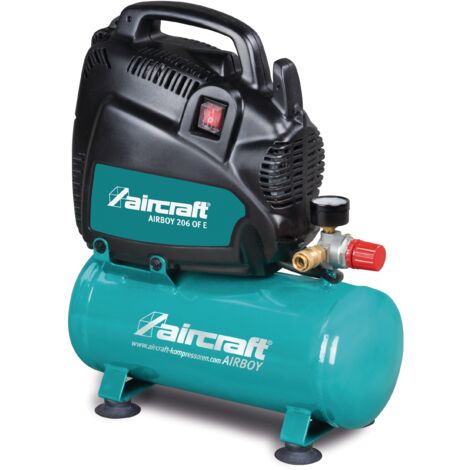 Compresseur sans huile cuve 6 L 1,1 kW / 1,5 Ch 180 L/min 8 Bars 230V Aircraft AIRBOY 206 OF E