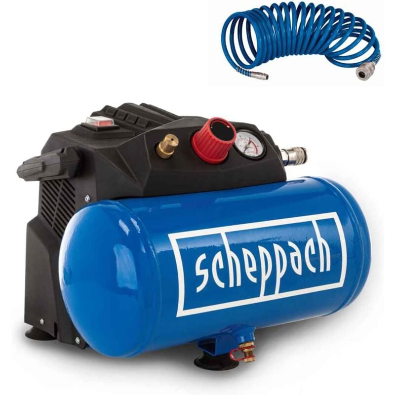 Scheppach - Compresseur d'air comprimé HC06 - 1200 w - Sans huile - Cuve 6 l - Pression 8 bar - Puissance d'aspiration 200 L/min - Compresseur d'air