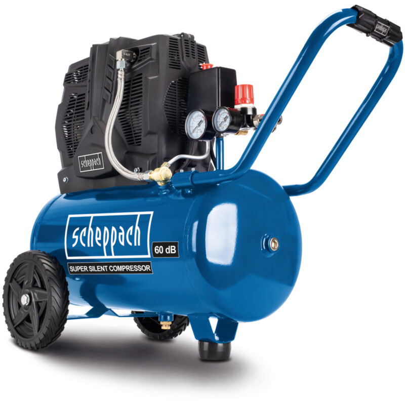 Compresseur bicylindre super silencieux HC25Si - 1100 w - Cuve 24 l - Pression 8 bar - Sans huile - Admission d'air 230 L/min - Raccords rapides