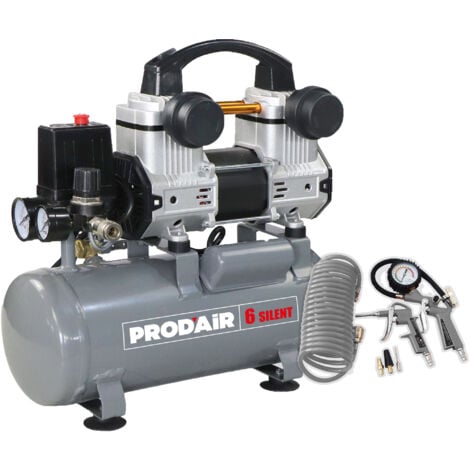 DOMAC Compresseur silencieux + kit gonflage - 6L - 1,5HP - PRODAIR6SILENT
