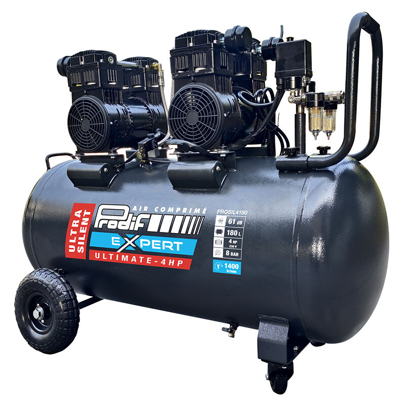 Compresseur silencieux Prodif 180 litres 4 cv 8 bar - PROSIL4180