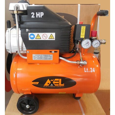 Compressore aria 24 litri coassiale lubrificato 2 hp 8bar fu1507 axel