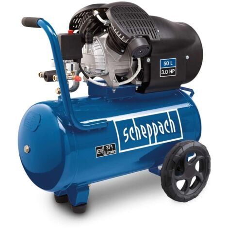 Compressore aria 50lt lubrificato 10bar 3.0HP portata 371lt/min Scheppach hc500