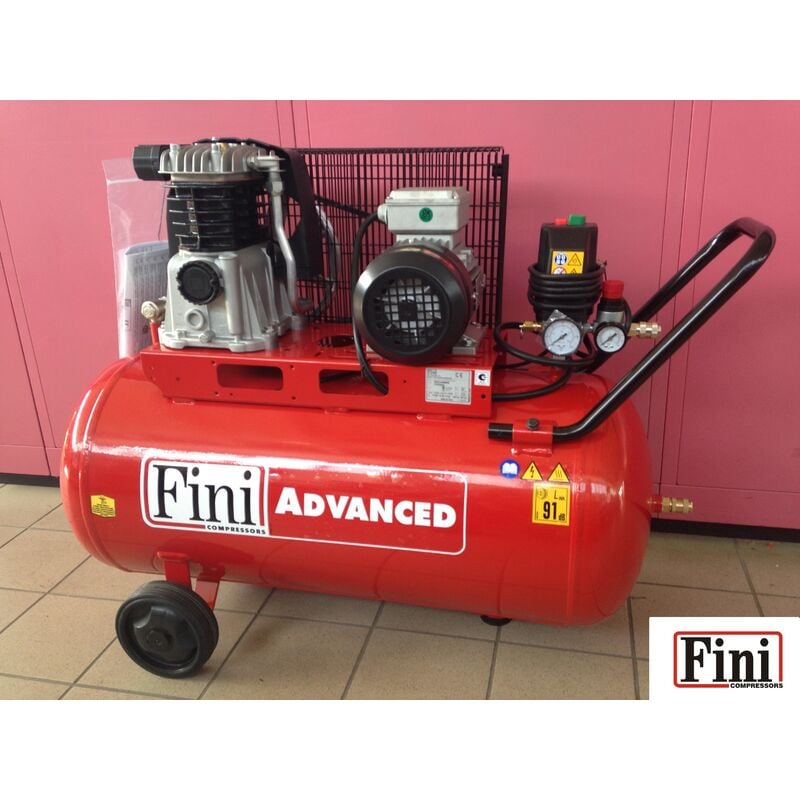 Image of Compressore aria Fini traino a cinghia 100 (90) litri 2 hp 1,5 kw trifase mk 102