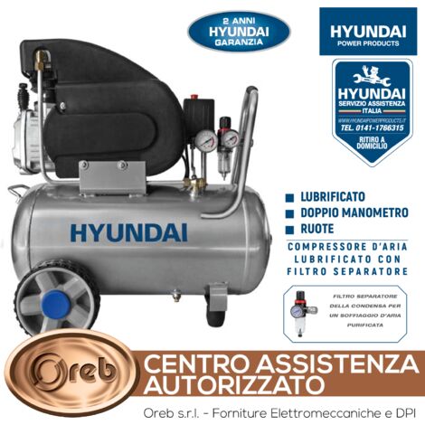 Compressore aria hyundai 65650 lubrificato filtro separatore anti condensa 24 lt