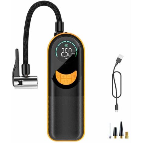 Compressore d'aria, gonfiatore per pneumatici auto 1865022000mAh, pompa per bicicletta, 5 modalità di gonfiaggio, display digitale, schermo LCD digitale, luce LED e porta USB, adatto per motociclette,