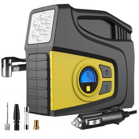 Compressore d'Aria per Gonfiaggio Pneumatici, Compressore d'Aria Portatile, Pompa per Pneumatici per Auto con Manometro Digitale 100 PSI, Pompa per Pneumatici 12V DC con Luci a LED, Adatto per Auto, M