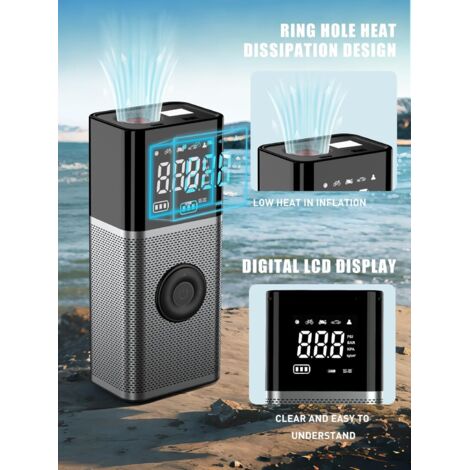 Compressore d'aria portatile 6000mAh Batteria USB ricaricabile senza fili Gonfiatore per pneumatici per auto 150PSI/10,3 bar/12 V/120 W con luce di emergenza a LED e 5 modalità di gonfiaggio per bicic
