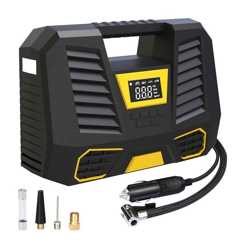 Image of Compressore d'Aria Portatile, Gonfiatore per Pneumatici Auto 150 PSI, Mini Compressore per Pneumatici 3x2000mAh 12V, Pompa per Pneumatici con Display