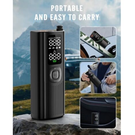 Compressore d'aria portatile, gonfiatore per pneumatici auto, mini pompa d'aria elettrica, gonfiatore per pneumatici senza fili da 120 PSI con schermo LCD digitale, pompa elettrica per bici per moto, 