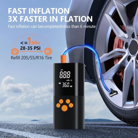 Compressore d'aria portatile, gonfiatore per pneumatici per auto senza fili da 10000 mAh, compressore portatile per auto da 150 PSI con display LCD digitale, pompa dell'aria ricaricabile per auto, bic