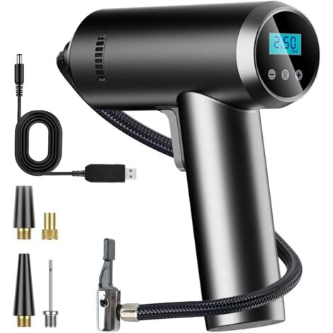 Compressore d'aria portatile per gonfiaggio pneumatici senza fili, pompa d'aria elettrica portatile ricaricabile da 150 PSI con manometro digitale intelligente, luci a LED, spegnimento automatico dell